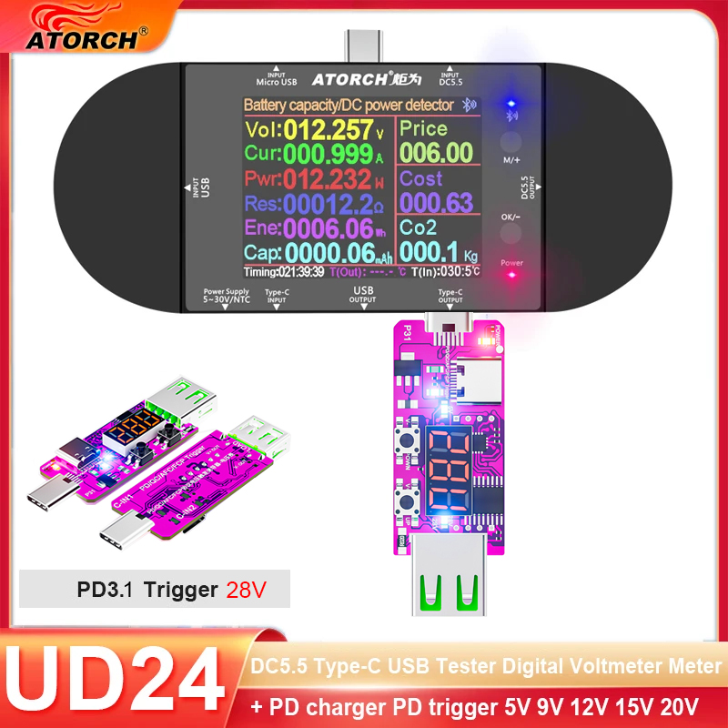 5-32V USB tester DC 5.5 Type-C - Usb Ammeter Tester incelemesi ve fiyatı