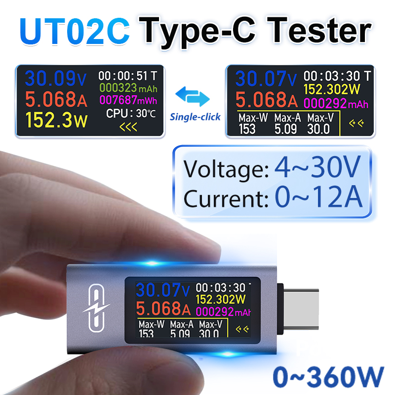 UT02C USB Color Screen Type-C  - Usb Ammeter Tester incelemesi ve fiyatı